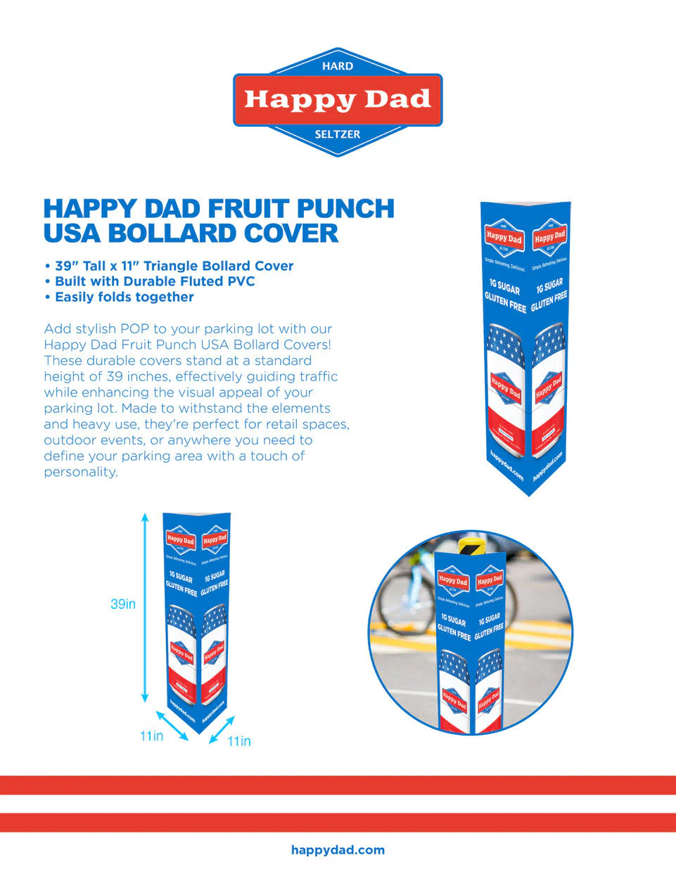 Happy Dad Bollard Cover (Fruit Punch USA - Image 3