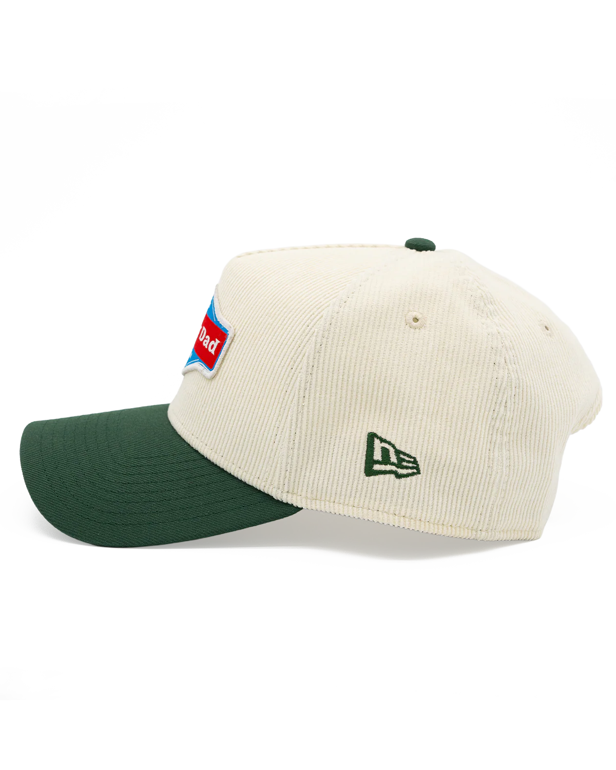 Happy Dad x New Era Corduroy A-Frame Snapback Hat (Cream/Green) - Image 3