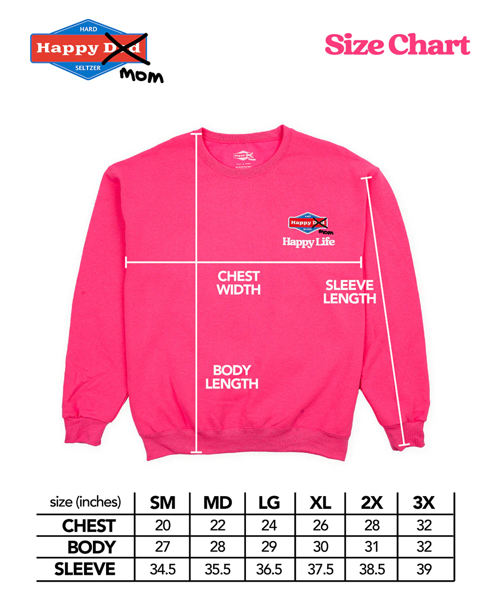 Happy Mom Happy Life Crewneck (Neon Pink) - Image 4