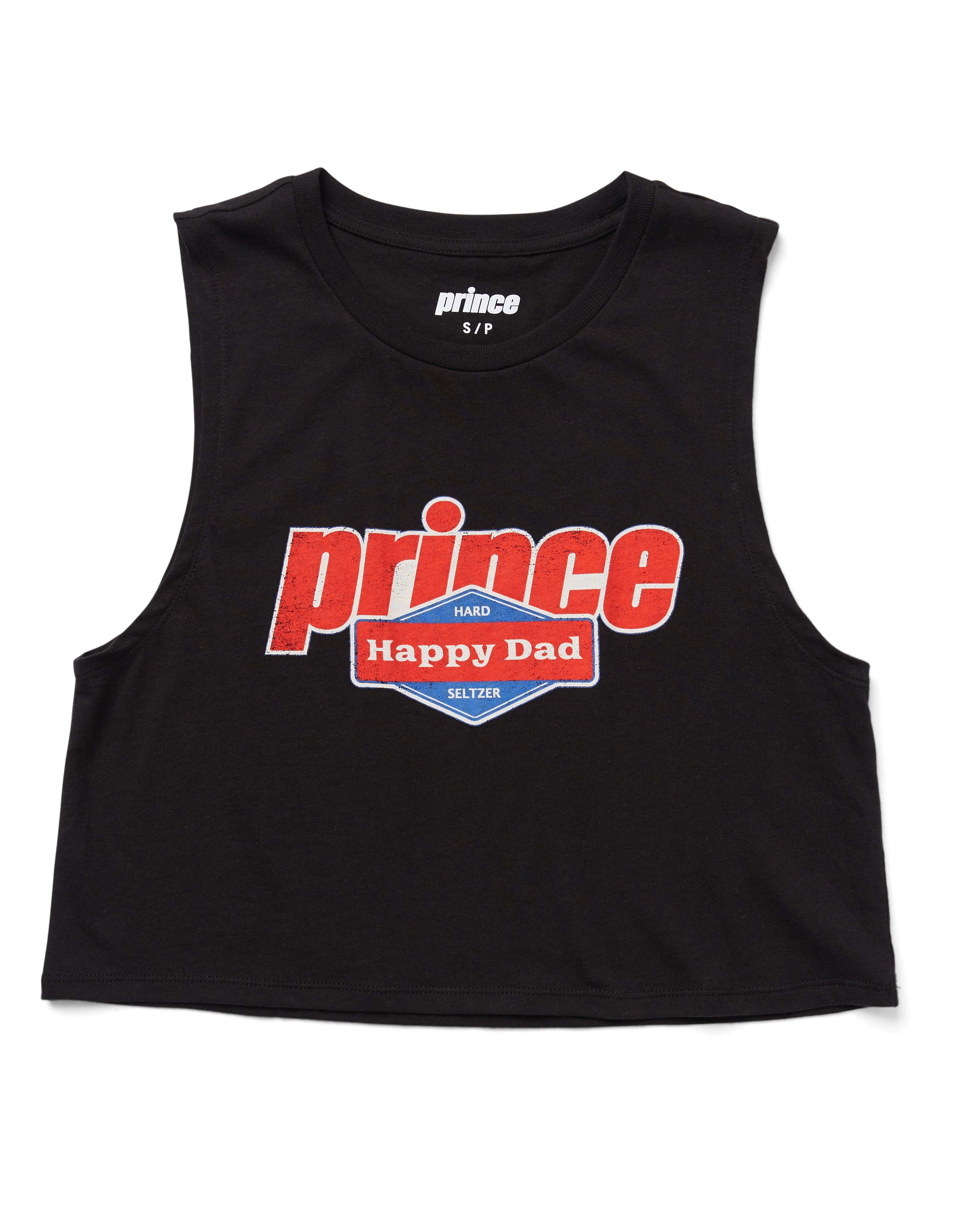 PRINCE VS. HAPPY DAD WOMEN'S CROP TANK (Black)