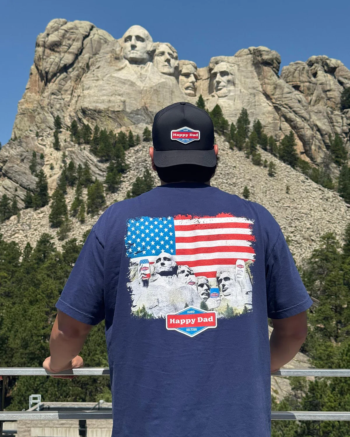 Happy Dad Vintage Mount Rushmore USA Tee (Navy Blue) - Image 4